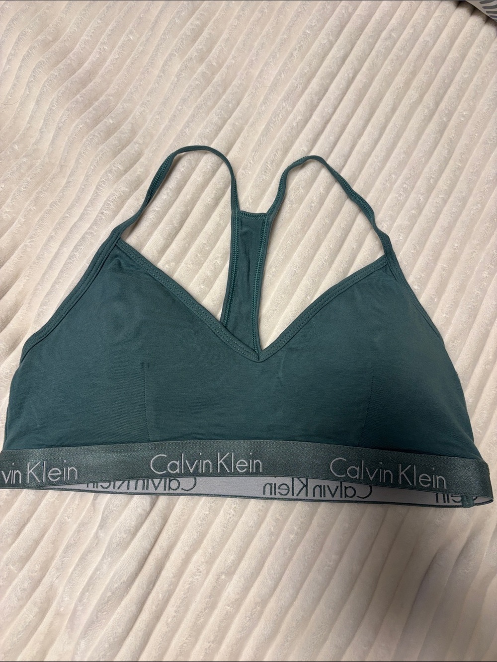 Calvin Klein Teal Racerback Bralette with Logo Band